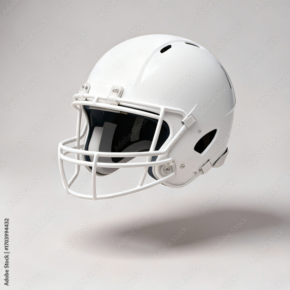 Fototapeta premium Floating Football Helmet Isolated on White Protective Gear Concept