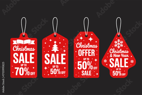 Christmas sale tags promotional offers and discounts vector