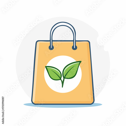 Eco Friendly Reusable Shopping Bag With Green Leaves Logo