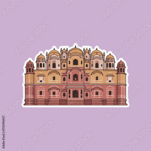 Illustration of hawa mahal, showcasing the iconic palace in jaipur, india, with its unique architecture and historical significance, perfect for travel and cultural projects