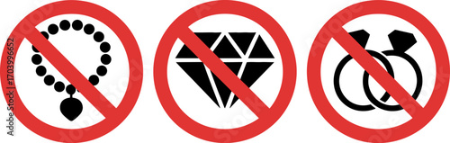 No jewelry allowed sign prohibited necklace diamond rings