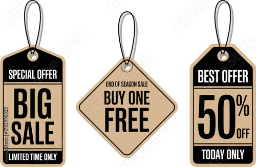 Sale tags special offer big sale fifty percent off promotion