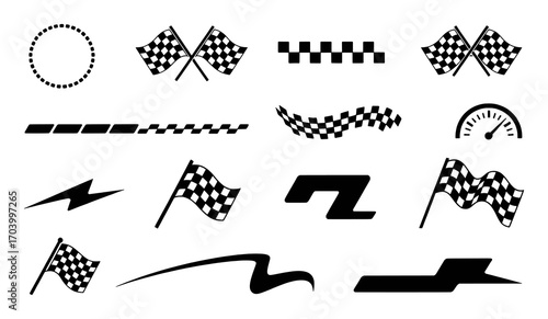 Racing Flags, Speedometer, and Abstract Graphics Collection