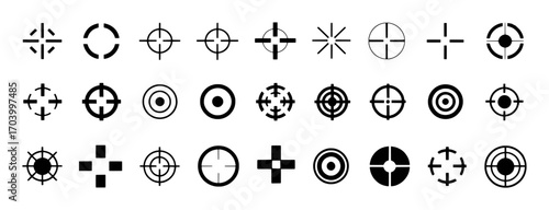 Collection of Crosshair and Target Icons for Aiming and Precision