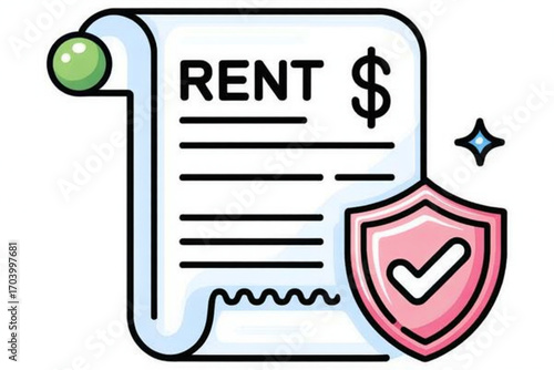 Secure rental agreement with protection symbol for financial safety