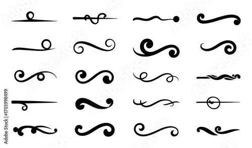 Collection of Decorative Swirls and Flourishes for Design Elements
