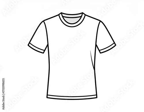 Outline vector illustration of a sports jersey t-shirt, ideal for team uniforms, athletics, and fitness design projects.
