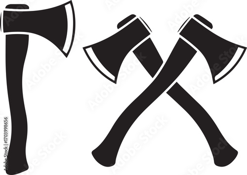 Axe Lumberjack Tool Silhouette Woodcutter Equipment Timber Felling Sharp Blade Isolated Design