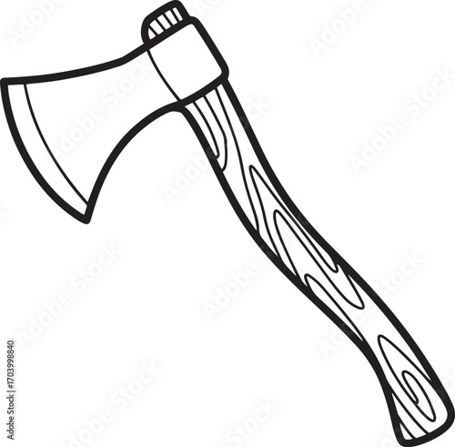 Axe Lumberjack Tool Outline Woodcutter Equipment Timber Felling Sharp Blade Isolated Design
