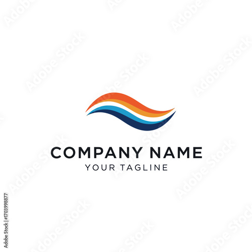 Free Download Abstract logo design featuring a stylized wave in orange, blue, and white, representing flow and energy. - GFXLoad
