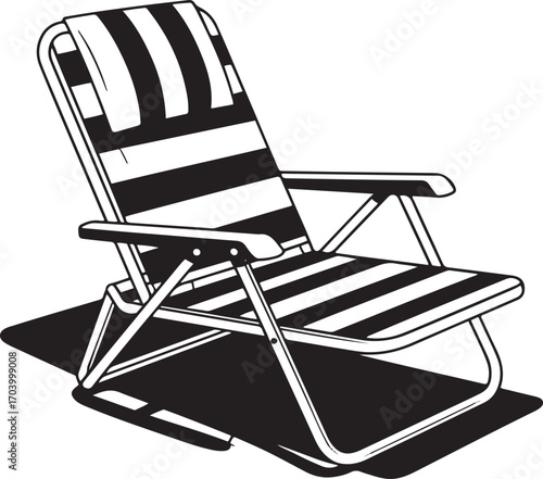 Relaxing Striped Beach Chair Illustration for Summer Vacation and Outdoor Leisure Time Fun