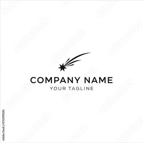 Minimalist logo design featuring a stylized shooting star with a tail, suitable for a company brand.