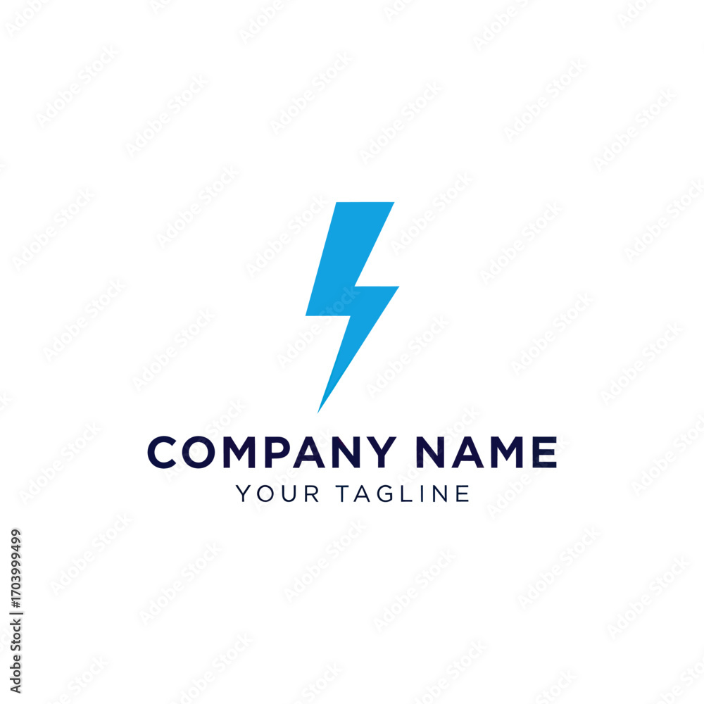 Fototapeta premium Simple, stylized blue lightning bolt logo for a company.