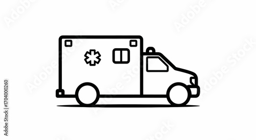 Emergency medical services ambulance vehicle with star of life symbol