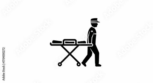 Paramedic transport emergency medical professional carrying patient on stretcher