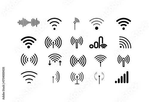 Collection of Wi-Fi and Signal Icons: A Visual Representation of Connectivity