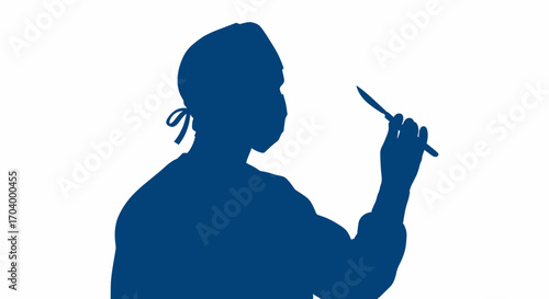 Surgeon Preparing for Complex Operation with Scalpel Ready
