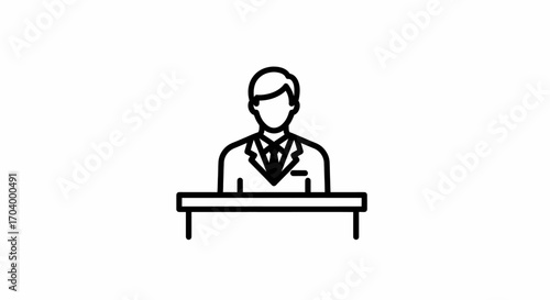 Speaker at a podium delivering a speech to an audience