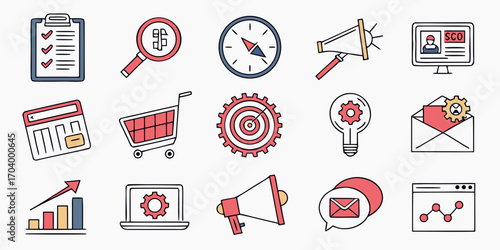 Digital marketing icons for business promotion