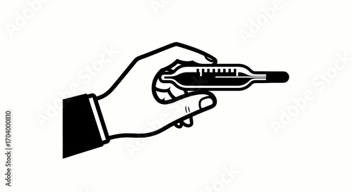 Hand Holding Medical Thermometer for Temperature Check