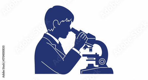 Scientist uses microscope for scientific research and discovery