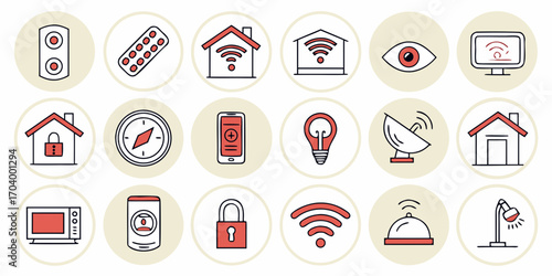Smart home technology icons set vector illustration