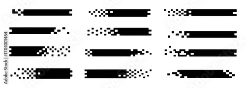 Pixelated Bars Dissolving into Digital Dust on White Background