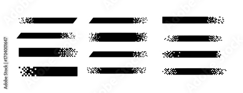 Photos Pixelated Transition Bars: Abstract Black and White Graphic Elements