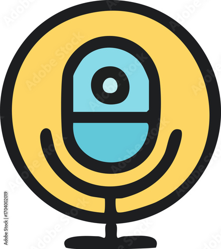 Cartoon Microphone Icon for Audio Recording.