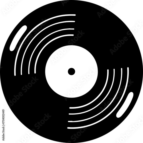 Vinyl plate disc silhouette vector illustration