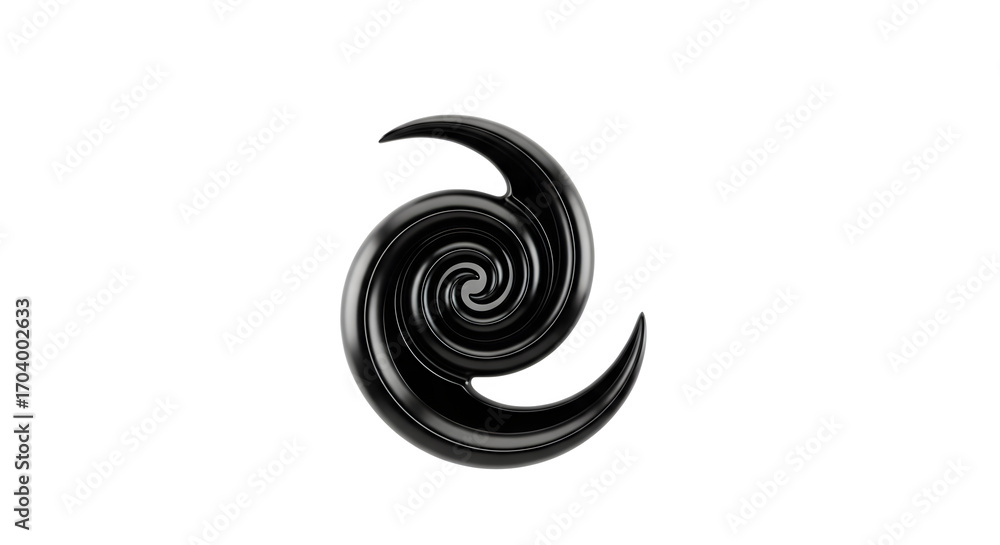 Fototapeta premium Black spiral shape isolated on transparent background abstract swirl design element with a vortex or whirlpool effect, creating a mesmerizing and dynamic visual