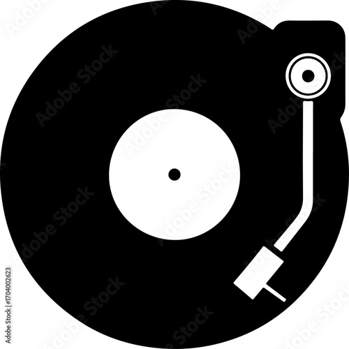 Vinyl plate disc silhouette vector illustration