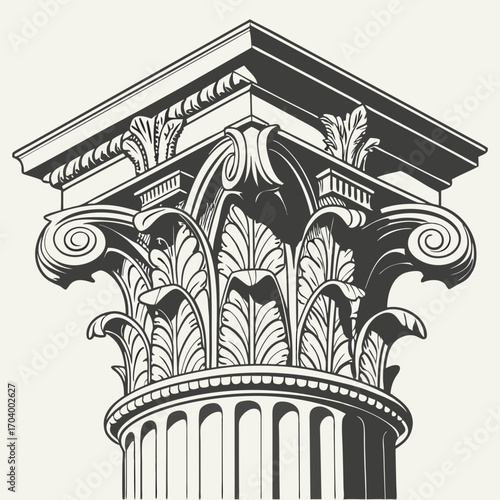 Elegant Corinthian Column Capital Illustration Architectural Heritage