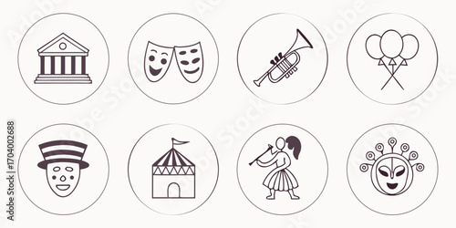 Carnival icons showing entertainment and celebration
