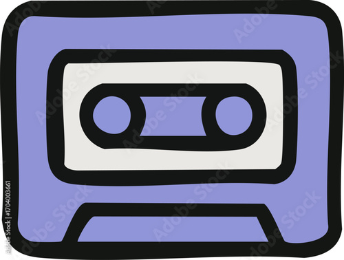 Cassette Tape Hand Drawn Illustration.