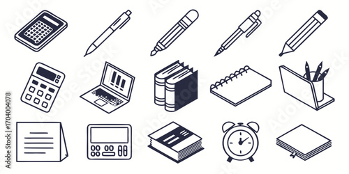 Office supplies and stationery items in vector