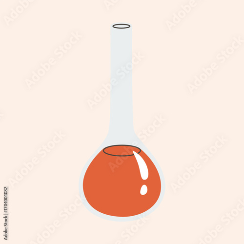 Laboratory glassware Lab Flask. Laboratory test tube, a vial with a dropper, a measuring cup. Beakers with different reagents. Chemistry equipment flask Biology Icon