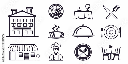 Set of restaurant icons for web design