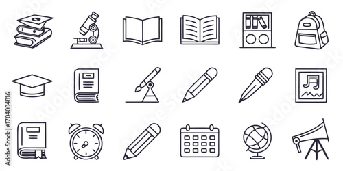 School and education icons set in vector