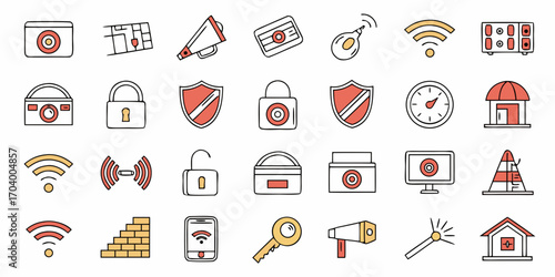 Collection of security and protection related icons