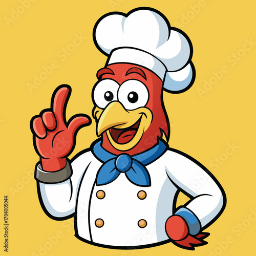 Cartoon chef rooster character vector illustration for culinary designs and food related projects online now