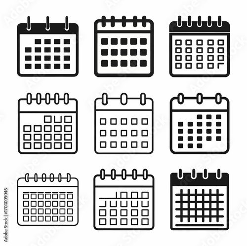 Vector icons set year calendar