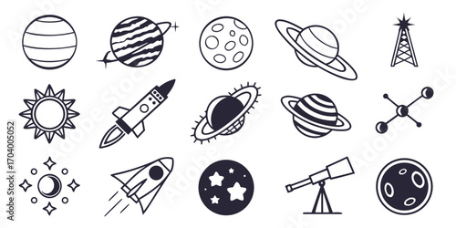 Collection of space elements and celestial objects