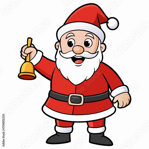 Cartoon santa claus ringing bell vector illustration christmas holiday season festive character design graphic