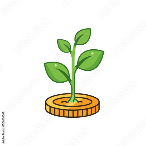 A vibrant green sprout emerging from a gold coin, a simple yet powerful metaphor for financial growth, investment returns, and economic prosperity