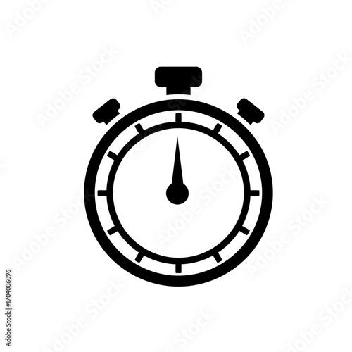 Stopwatch Icon A Simple Black and White Illustration of Time Measurement and Timing
