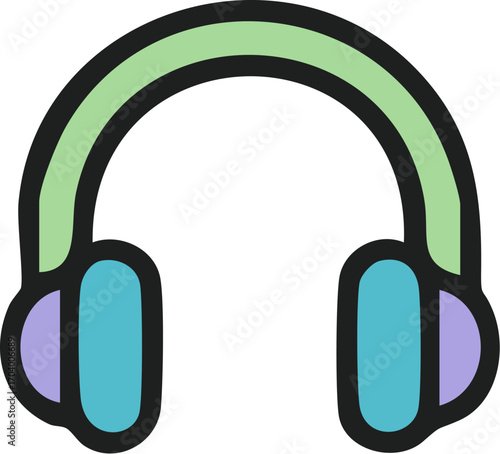 Colorful Modern Headphones Icon for Music Lovers.