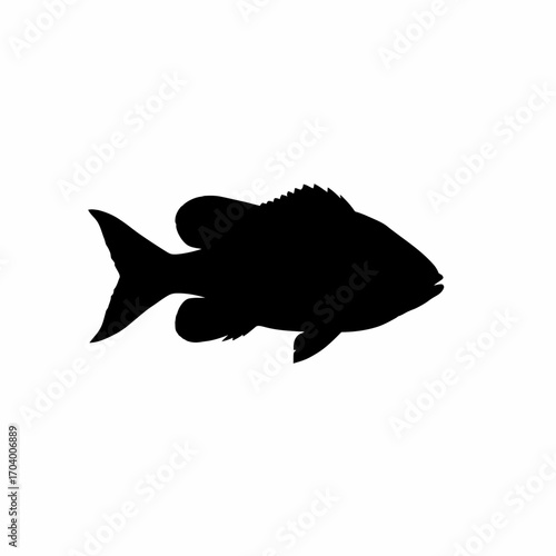 Elegant Silhouette of a Black Fish Swimming in Monochrome Style