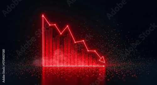 Stock Market Downtrend with Red Candlestick Chart