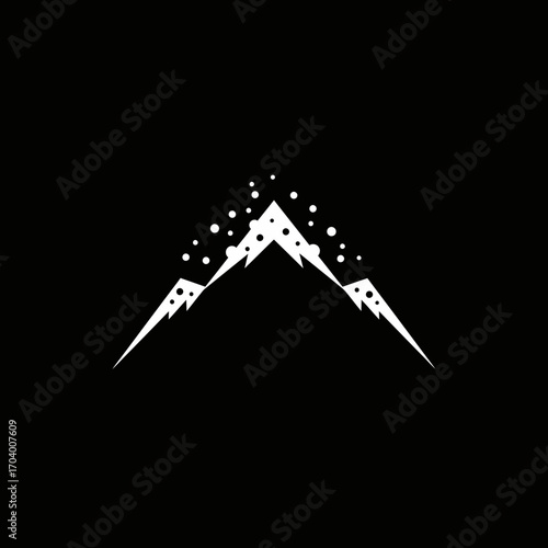 Minimalist Mountain Crest Logo Design in White on Black